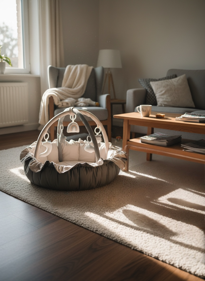 Lumee Novi play gym in a cozy living room