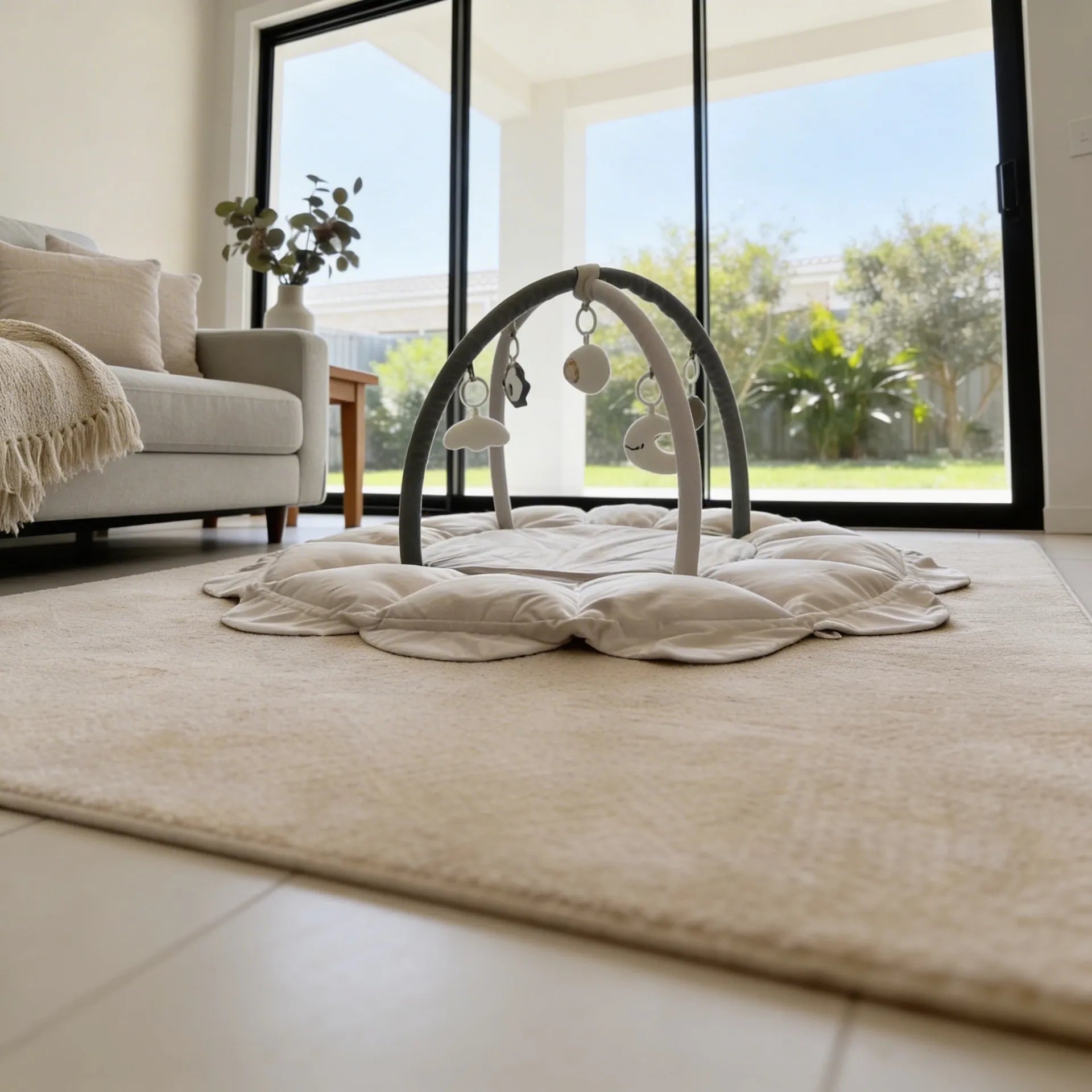 Lumee Novi play gym in a neutral and modern living room