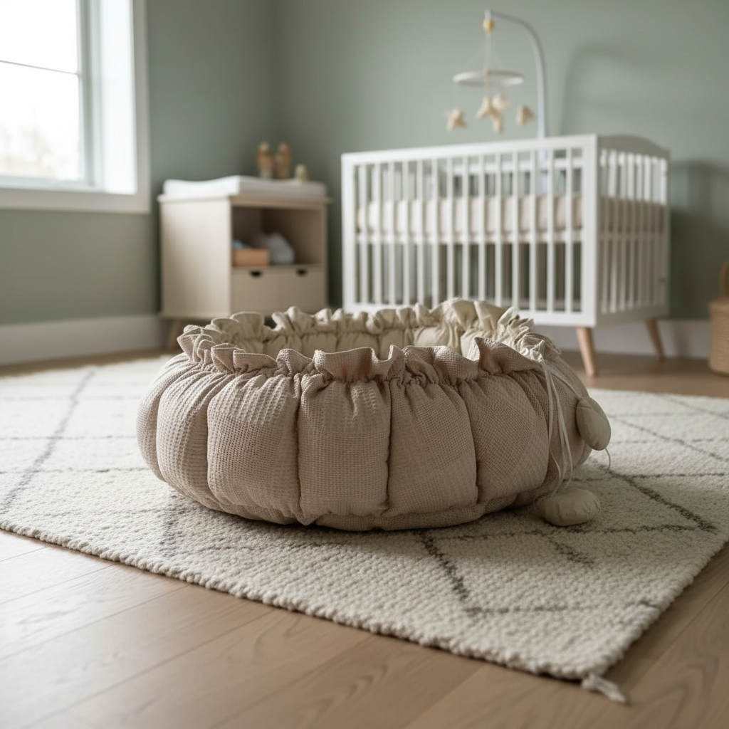 Lumee Sylvie padded baby play mat in a modern nursery 
